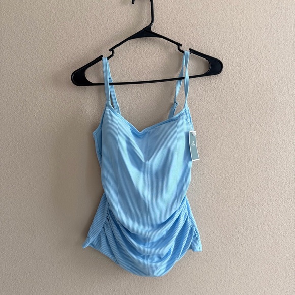 Eomenie Other - Eomenie Ribbed Blue Tankini Swim Top